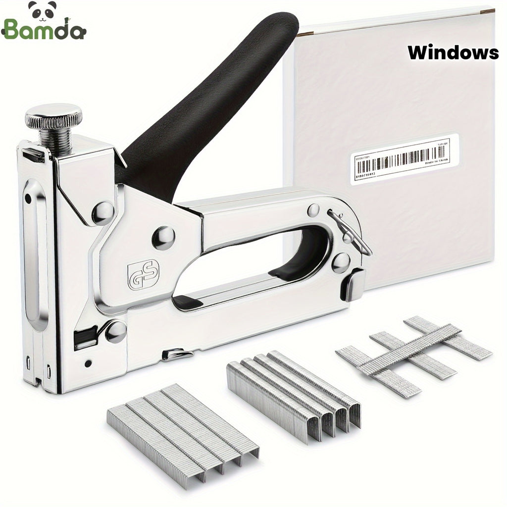 1pc, Bamda's 3in 1 Heavy Duty Staple Gun Kit with 300 Staples, Upholstery Stapler for Fixing Material, Decoration, Carpentry, Furniture, Doors and Windows