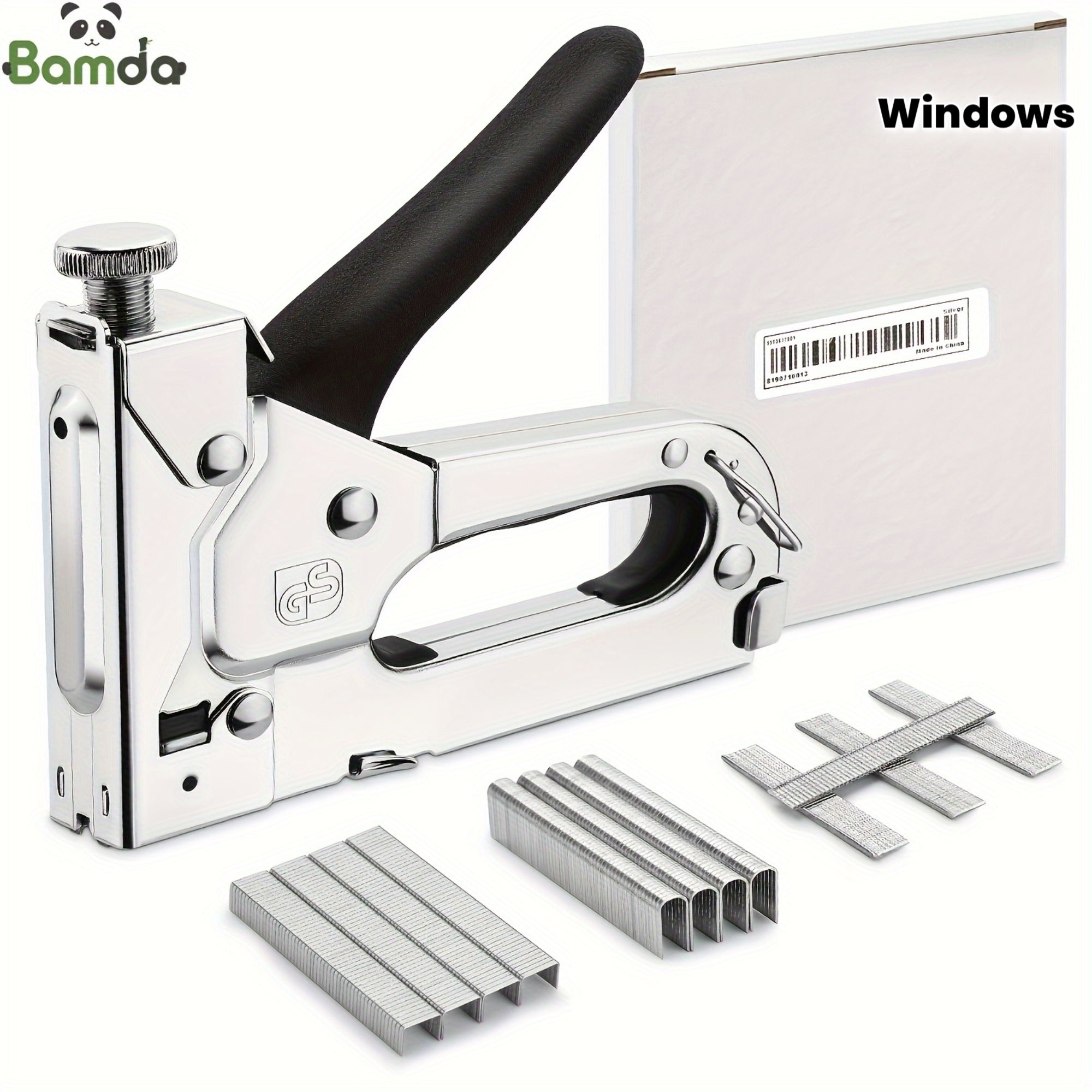 1pc, Bamda's 3in 1 Heavy Duty Staple Gun Kit with 300 Staples, Upholstery Stapler for Fixing Material, Decoration, Carpentry, Furniture, Doors and Windows