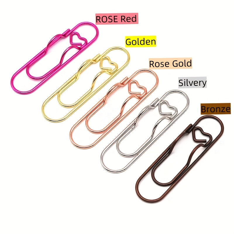 10pcs\u002F30pcs Cute Pen Clip Bookmarks - Fun Shaped Paper Clips For School Supplies, Pencil Case & Planner Accessories ( Heart-shaped Designs)