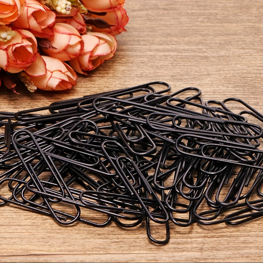 30pcs 2 Inch Vinyl Coated Paper Clips - Rust-Resistant Black Office Supplies for Document Organization, Bookmarks, School & DIY Projects, Sleek Metallic Finish, Book Organization, Modern Stationery, Smooth Edges, Craft Enthusiasts