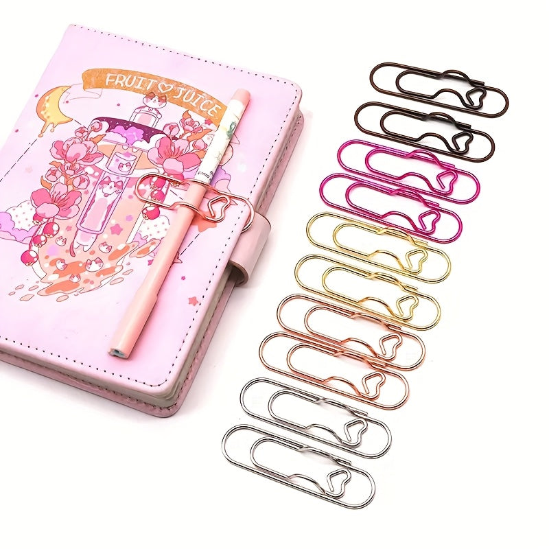 10pcs\u002F30pcs Cute Pen Clip Bookmarks - Fun Shaped Paper Clips For School Supplies, Pencil Case & Planner Accessories ( Heart-shaped Designs)
