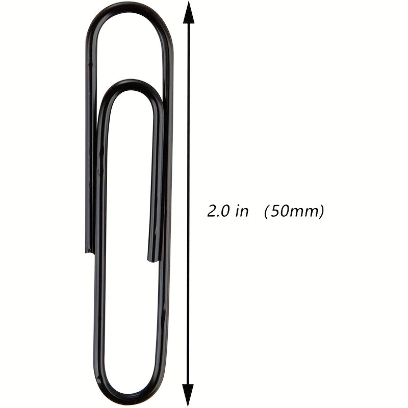 30pcs 2 Inch Vinyl Coated Paper Clips - Rust-Resistant Black Office Supplies for Document Organization, Bookmarks, School & DIY Projects, Sleek Metallic Finish, Book Organization, Modern Stationery, Smooth Edges, Craft Enthusiasts