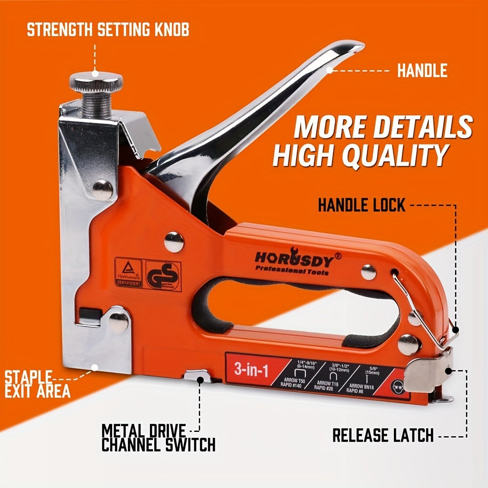 Heavy Duty | 3-In-1 HORUSDY Heavy Duty 3-In-1 Staple Gun | 3000 Staples, Upholstery, Furniture, Wood, Carpet, Carpentry, Projects, Repairs, Decoration