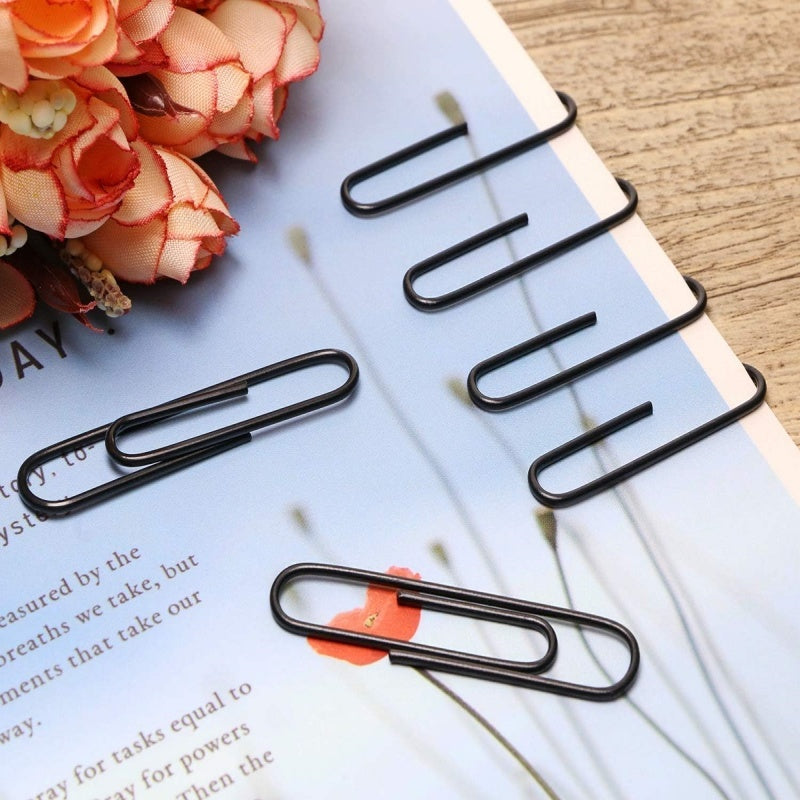 30pcs 2 Inch Vinyl Coated Paper Clips - Rust-Resistant Black Office Supplies for Document Organization, Bookmarks, School & DIY Projects, Sleek Metallic Finish, Book Organization, Modern Stationery, Smooth Edges, Craft Enthusiasts