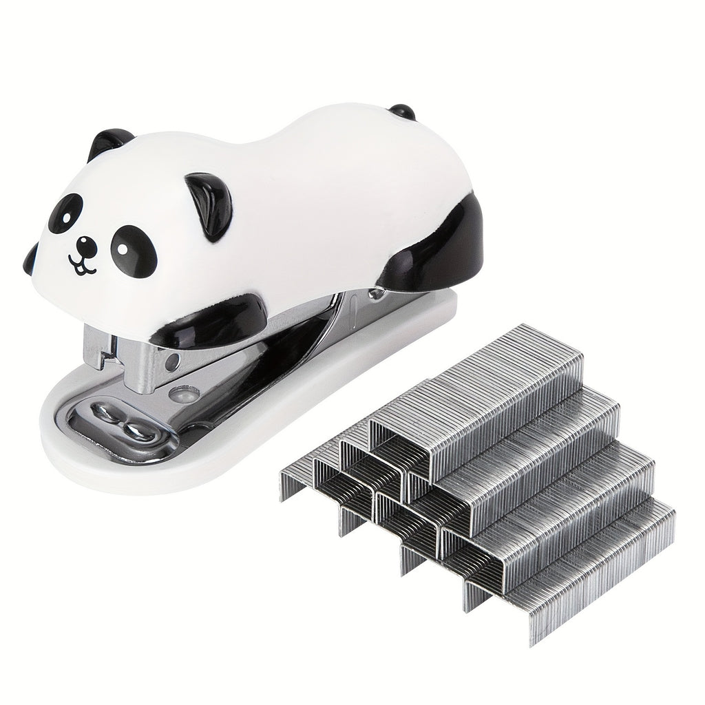 Deli Panda-Themed Stapler Set with Built-In Remover - Includes 1 Box of Staples, Sleek Design for Office & Students, Stapler for Office