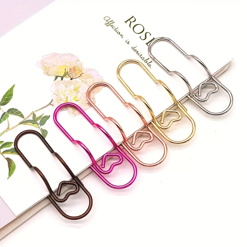 10pcs\u002F30pcs Cute Pen Clip Bookmarks - Fun Shaped Paper Clips For School Supplies, Pencil Case & Planner Accessories ( Heart-shaped Designs)
