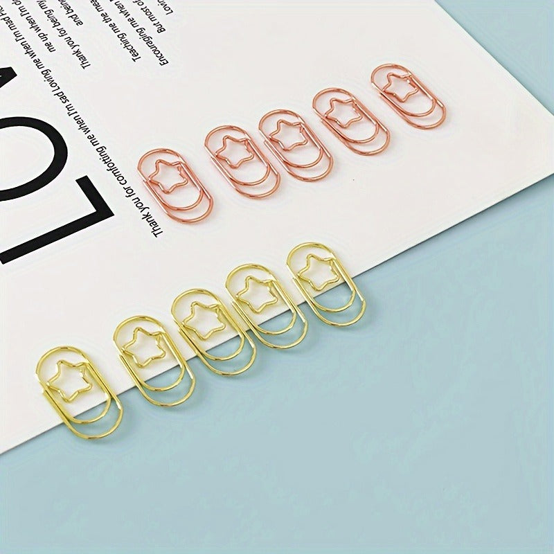 Minimalist Star Paper Clips | Elegant Star-Shaped Office And School Supplies with Durable Metal Finish for Document Organization, Reports, Presentations, Home Or Office Decor