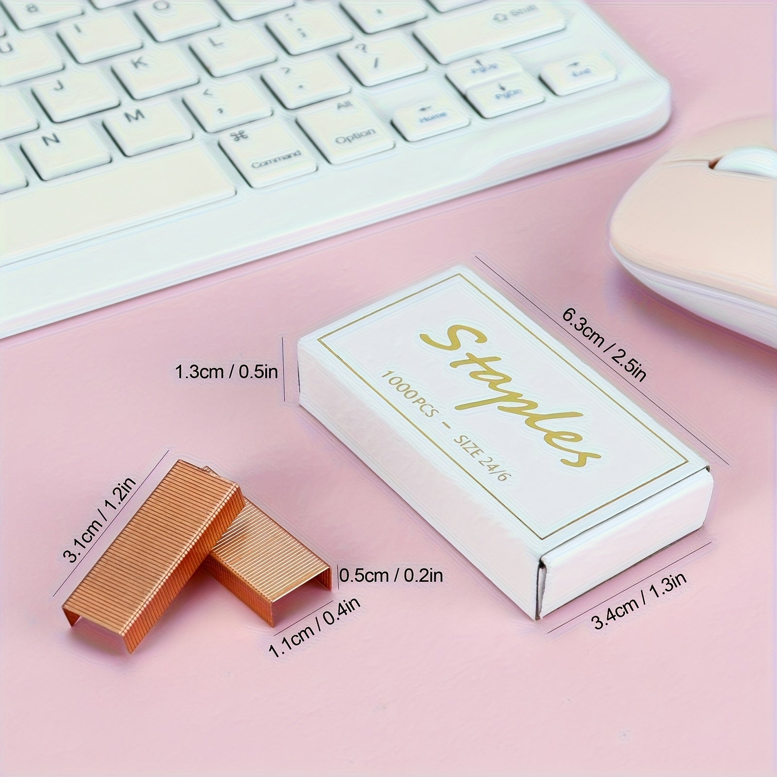 1000pcs 1 Box of Electroplated Rose Golden Staples, 1000pcs\u002FBox, Universal Stapler, 24\u002F6 Stapler, No. 10 Stapler, Can Staple 25 Pages of A4 Paper, for Student Office, Test Paper Data Binding, Durable And Good-Looking
