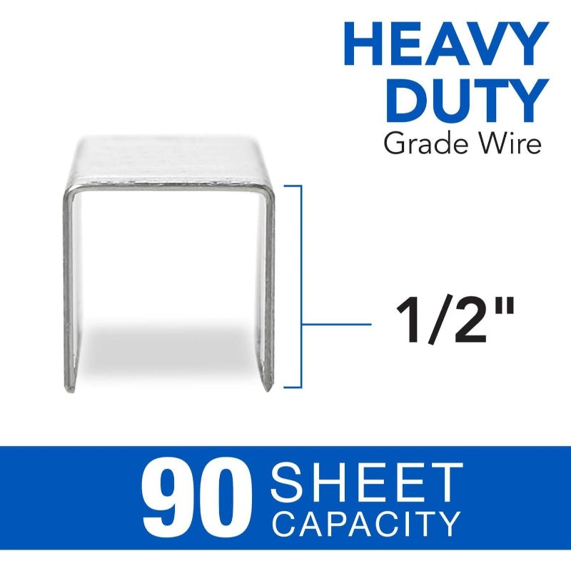 Heavy Duty, 1\u002F2 Inch Length, 90 Sheet Capacity, \u002F Strip, 1000\u002FBox, 1 Pack 35312