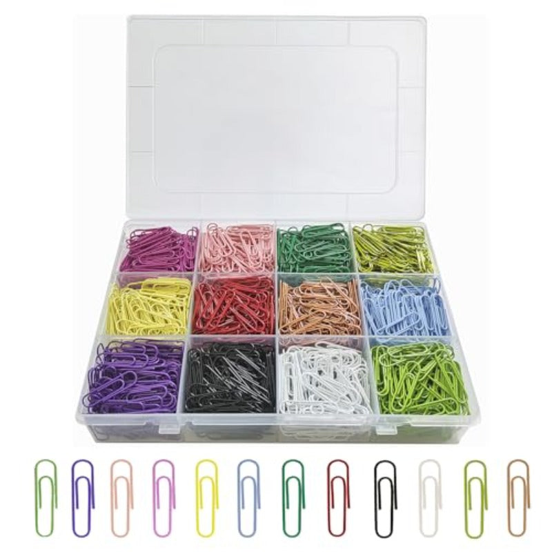 1800pcs Small Paper Clips Assorted Colored PaperClips Set for Office Supplies Organizer School and Personal Use, Paper Craft Supplies Paper Clips, School Stationery, Desk Accessories, Assorted Colors, Vibrant Clips