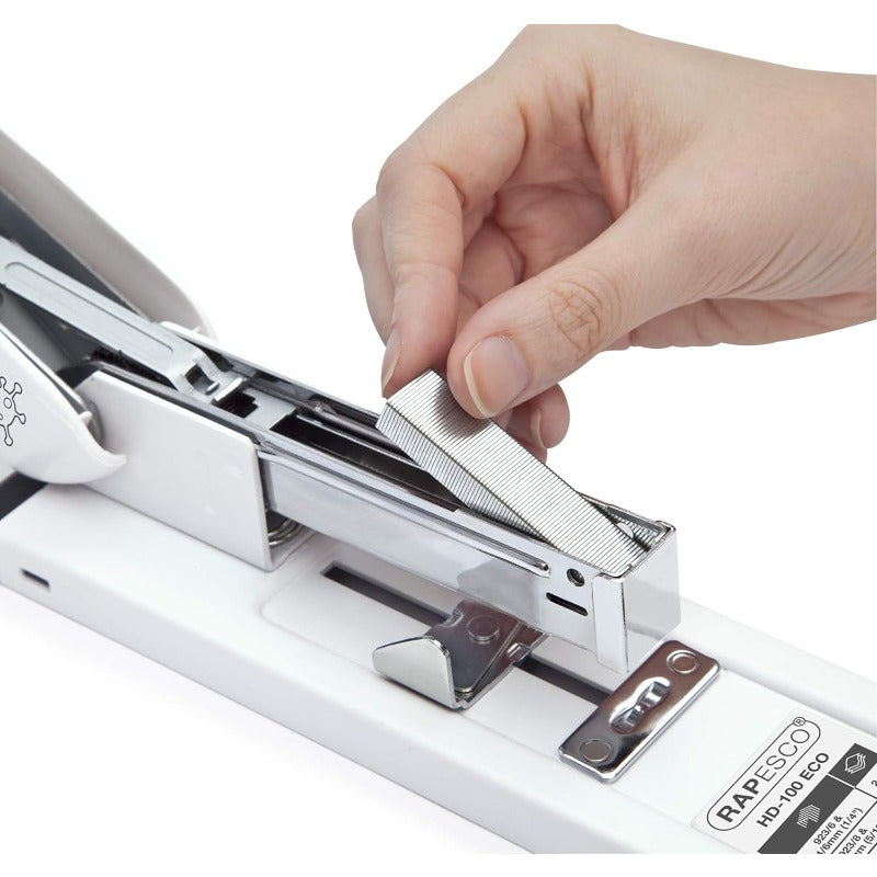 Rapesco Heavy Duty Stapler ECO HD-100 | 100 Sheet Capacity, White, Made of Other Plastic