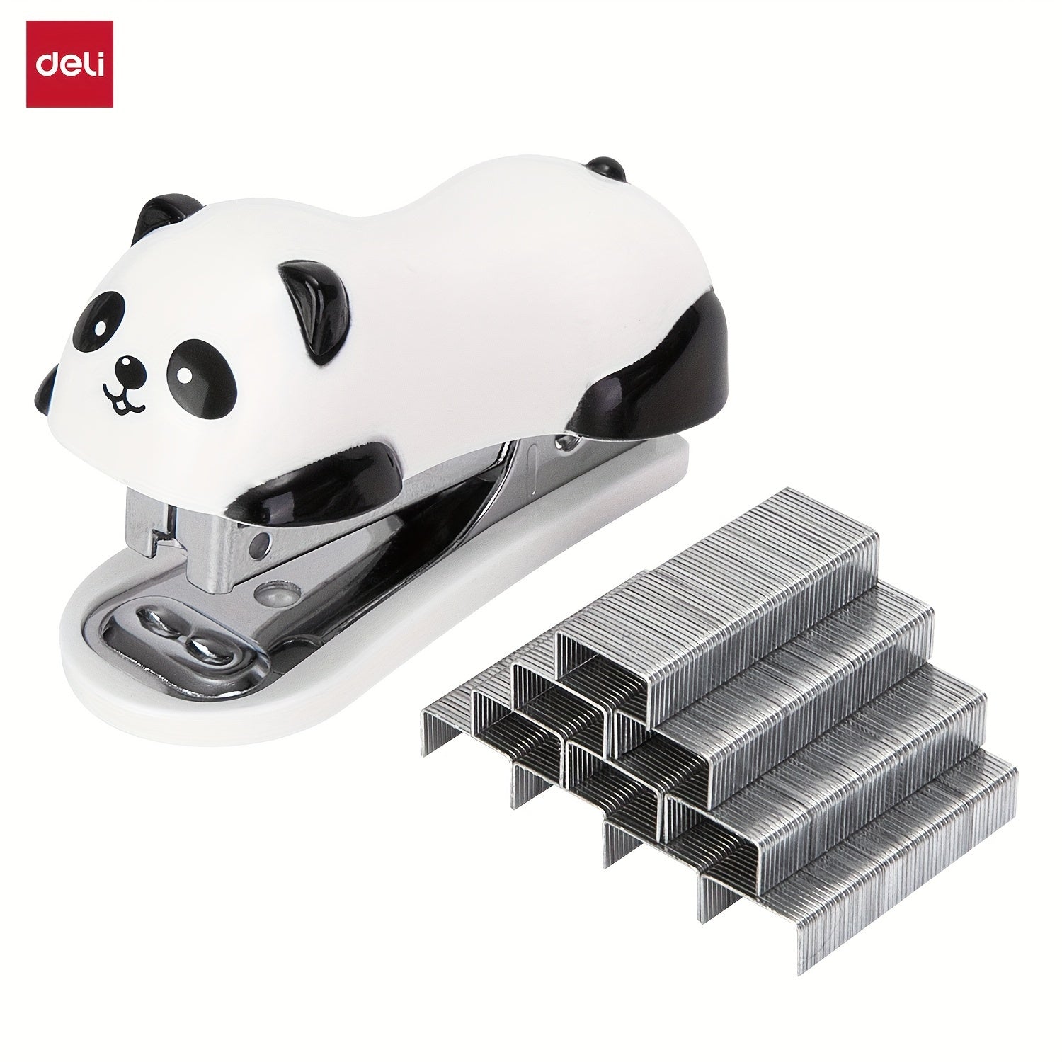 Deli Panda-Themed Stapler Set with Built-In Remover - Includes 1 Box of Staples, Sleek Design for Office & Students, Stapler for Office