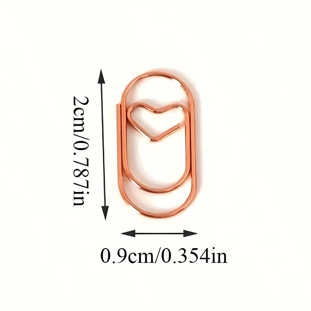 30\u002F60 Mini Heart-Shaped Paper Clips - Golden Metal Heart Clips, Cute Durable Office Supplies with Polished for Documents, Scrapbooking, Journals, Planners - Decorative Folder Clips for Handmade Crafts & Gift Ideas (Compatible for)