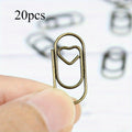 20pcs Retro Brown Love Paper Clips, Office Accessory Paper Clips, Used For Bookmarks, Binders, Etc., Practical Creative And Cute Fashion Clips