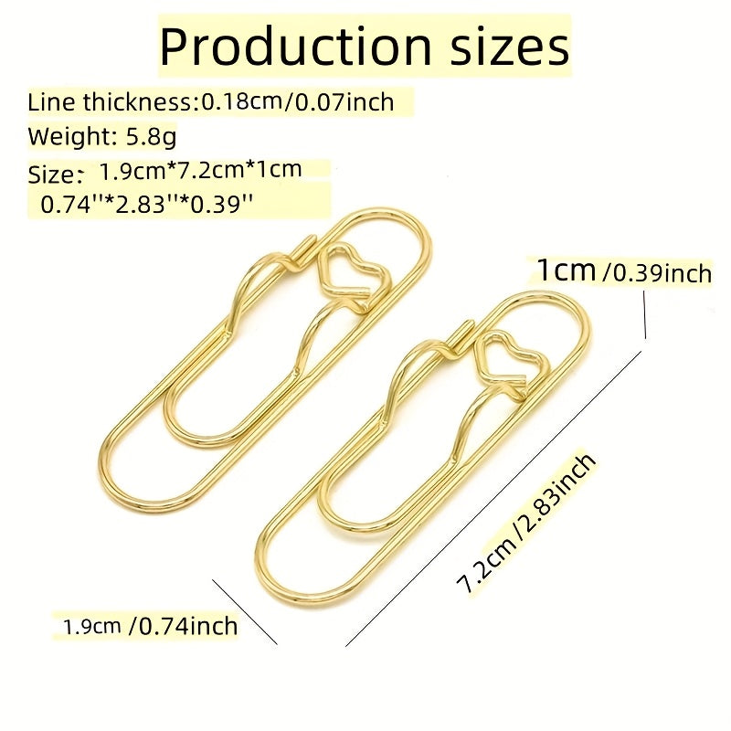 10pcs\u002F30pcs Cute Pen Clip Bookmarks - Fun Shaped Paper Clips For School Supplies, Pencil Case & Planner Accessories ( Heart-shaped Designs)