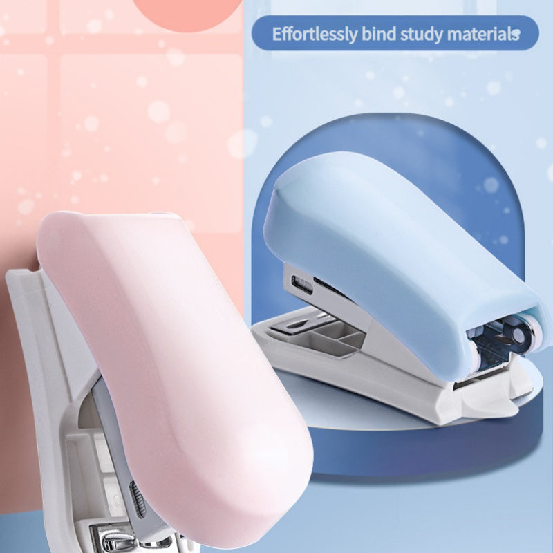 1 set of macaron color mini staplers, equipped with staples, labor-saving, lightweight, metal bound stationery, suitable for document and paper storage, suitable for office use