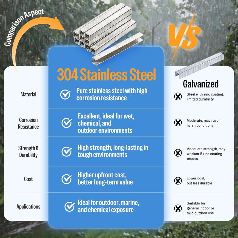 10, 000 Counts Meite 21 Gauge 1\u002F2-inch Crown Upholstery Staples | 304 Stainless Steel with 3\u002F8-inch Leg Length, Heavy Duty for Staple Gun MT8016