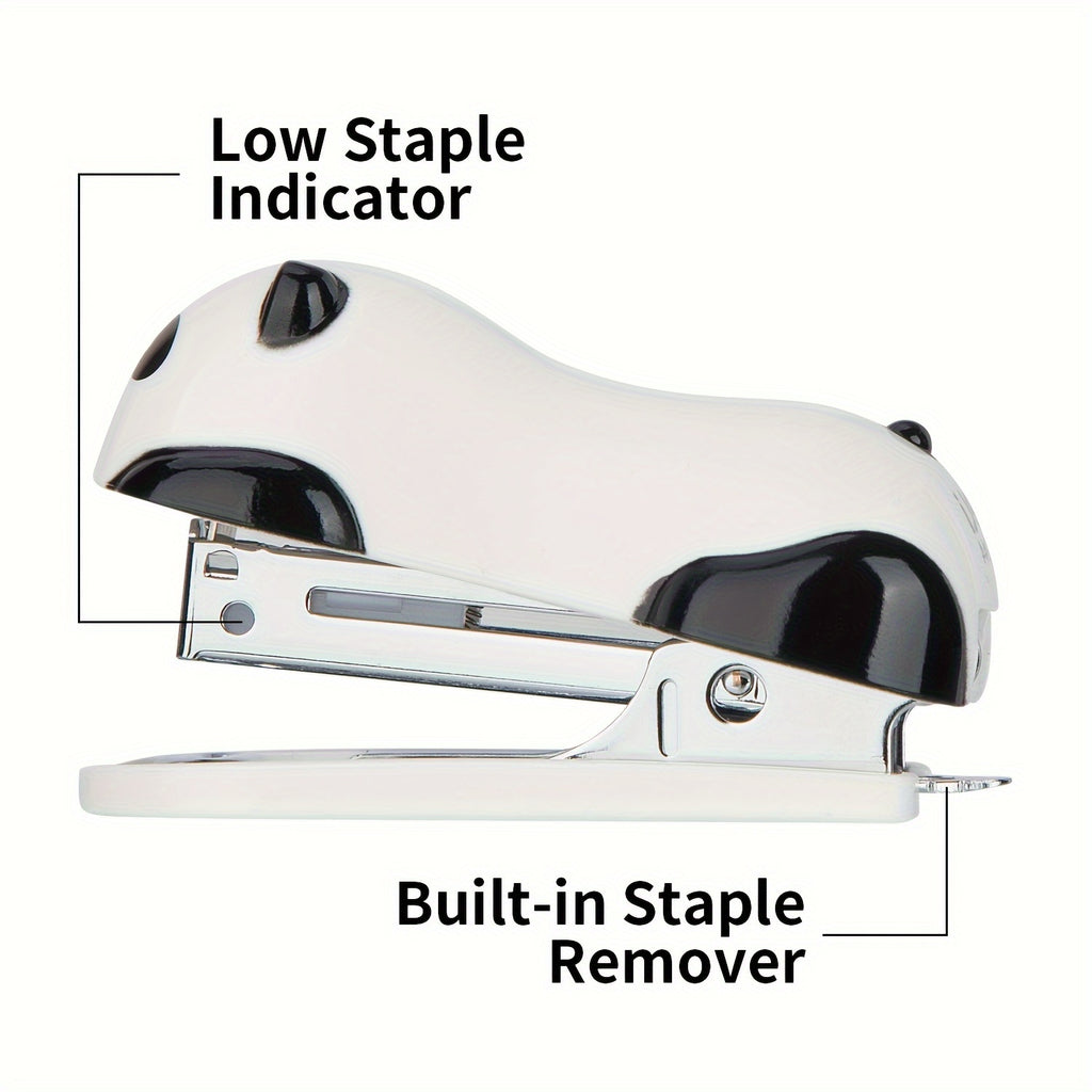 Deli Panda-Themed Stapler Set with Built-In Remover - Includes 1 Box of Staples, Sleek Design for Office & Students, Stapler for Office