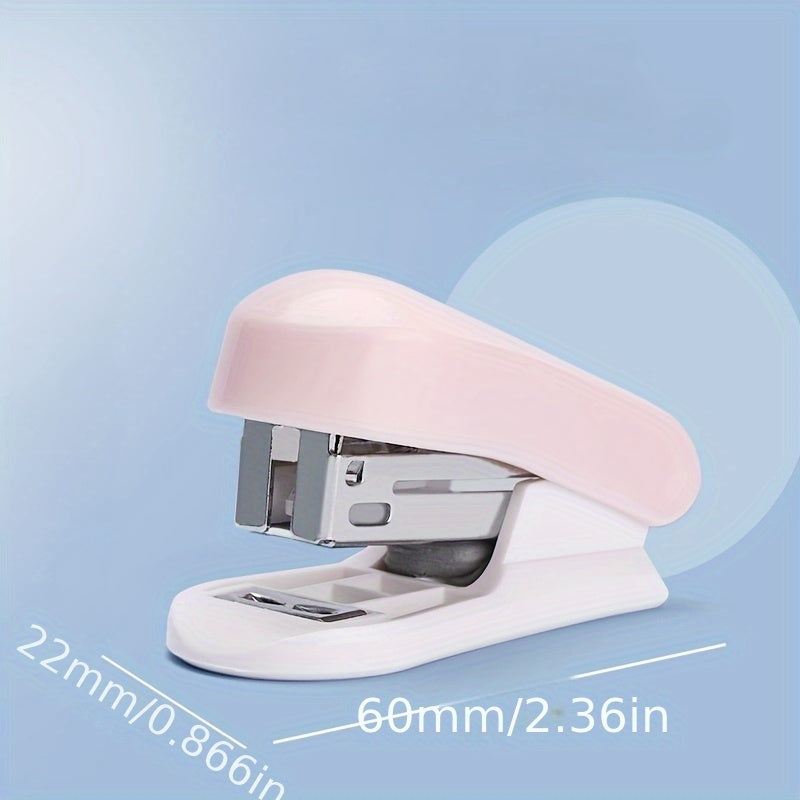 1 set of macaron color mini staplers, equipped with staples, labor-saving, lightweight, metal bound stationery, suitable for document and paper storage, suitable for office use