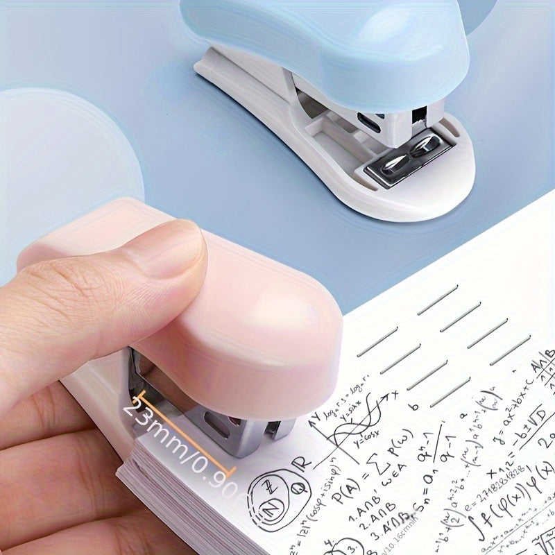 1 set of macaron color mini staplers, equipped with staples, labor-saving, lightweight, metal bound stationery, suitable for document and paper storage, suitable for office use