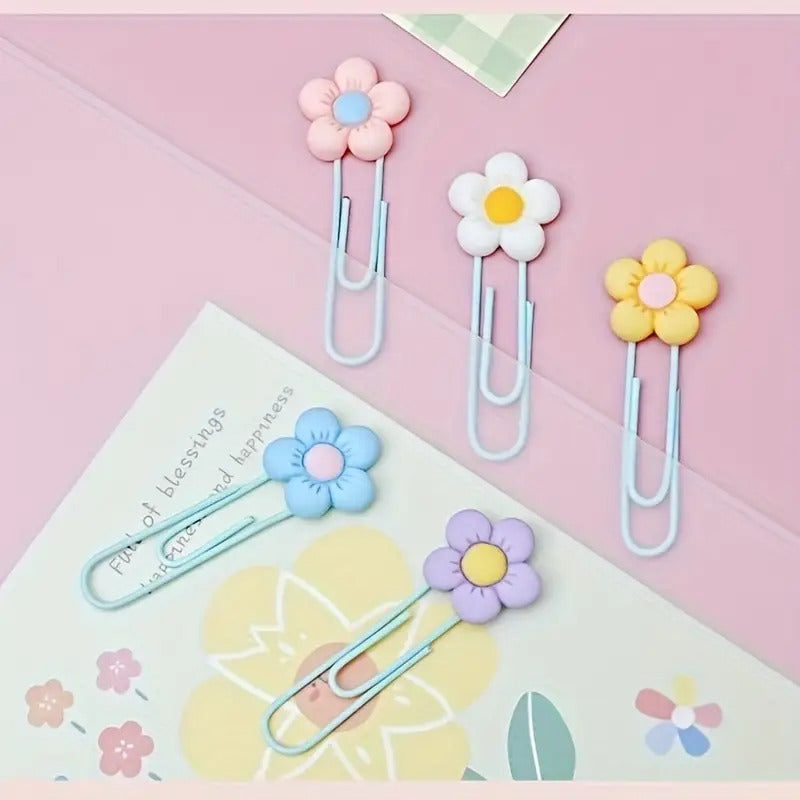 12pcs Flower Paper Clips - Pastel Floral Office & School Supplies, Decorative Document Clips for Notes, Reports, Books - Compatible with Paper, Scrapbooking, Planners - Desk Organization Essentials (12pcs), Paper Clips for Office, Notebook