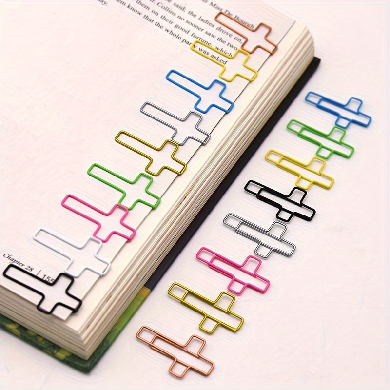 30 Counts Colorful Cross-Coated Paper Clips | High Quality Office Supplies for Folders, Bookmarks & Organizing, Various Colors: Blue, Green, Yellow, Pink, Purple | Unique Design, Paper Material