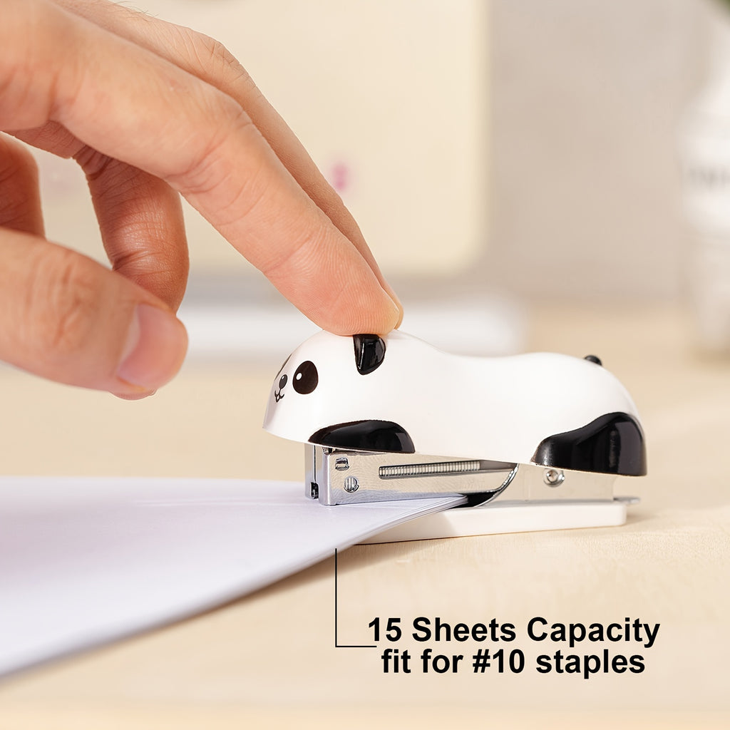 Deli Panda-Themed Stapler Set with Built-In Remover - Includes 1 Box of Staples, Sleek Design for Office & Students, Stapler for Office