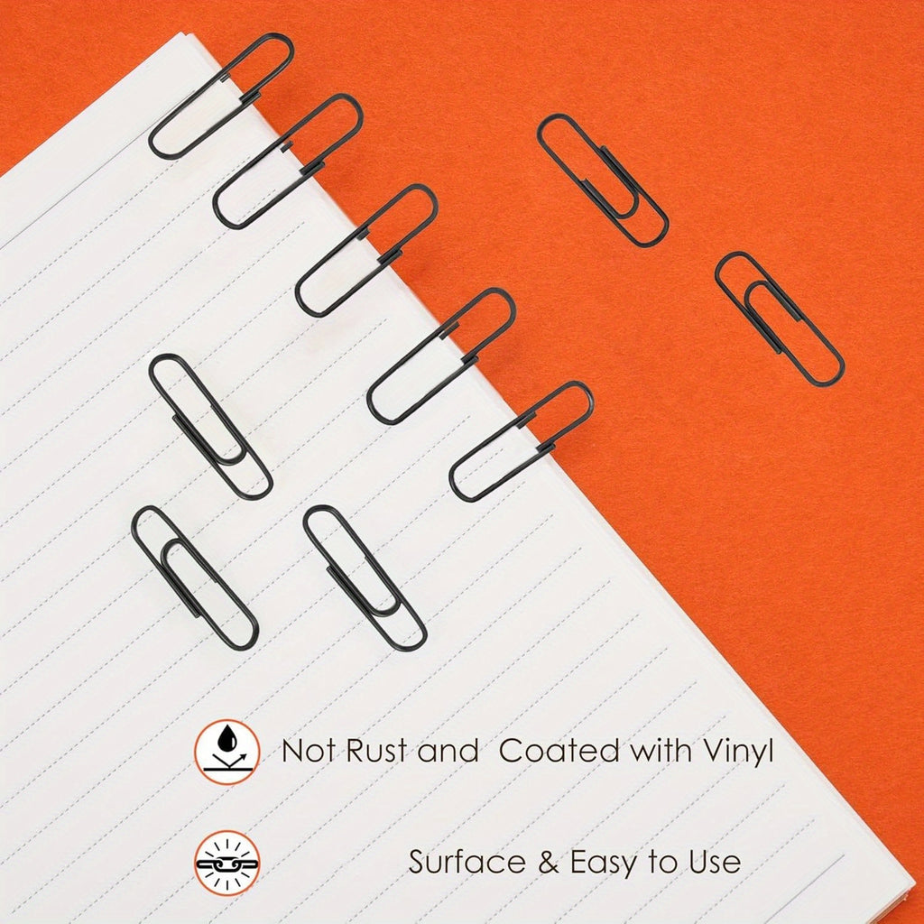 30pcs 2 Inch Vinyl Coated Paper Clips - Rust-Resistant Black Office Supplies for Document Organization, Bookmarks, School & DIY Projects, Sleek Metallic Finish, Book Organization, Modern Stationery, Smooth Edges, Craft Enthusiasts