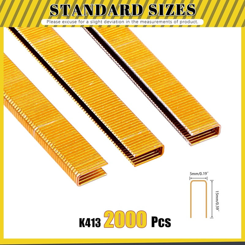 2000pcs 18 Gauge Narrow Crown Staples | 1\u002F2 Galvanized Finish Heavy Duty Staples for Pneumatic or Electric Stapler, Golden Color