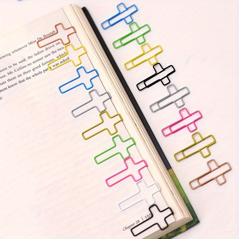 30 Counts Colorful Cross-Coated Paper Clips | High Quality Office Supplies for Folders, Bookmarks & Organizing, Various Colors: Blue, Green, Yellow, Pink, Purple | Unique Design, Paper Material